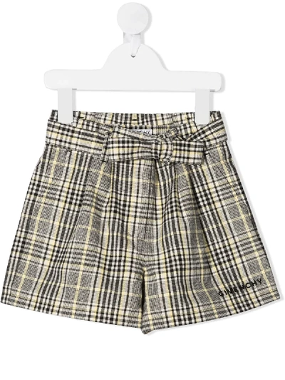 Shop Givenchy Checked Wide-leg Shorts In Black