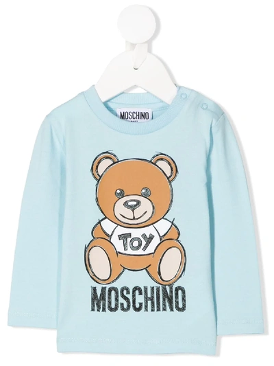 Shop Moschino Teddy Bear Sweatshirt In Blue