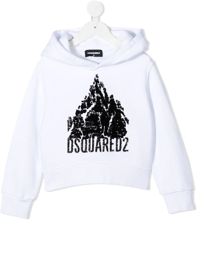 Shop Dsquared2 Sequin-embellished Cotton Hoodie In White