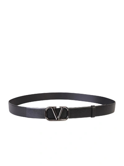 Shop Valentino Branded Belt In Black
