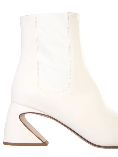 Shop Jil Sander Leather Ankle Boots In Bianco