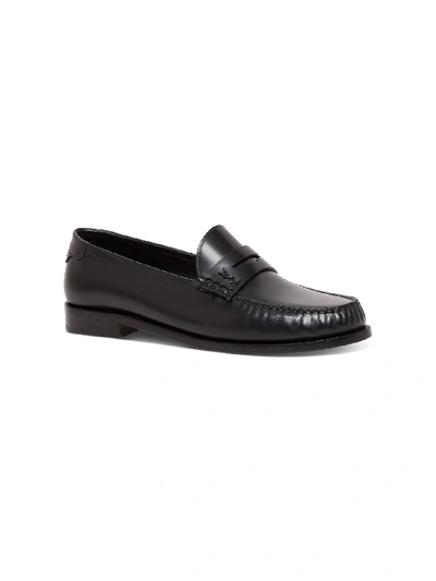 Shop Saint Laurent Monogram Leather Loafers In Black