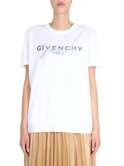 Shop Givenchy Round Neck T-shirt In Bianco