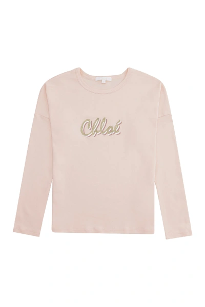 Shop Chloé Printed Cotton T-shirt In Pink