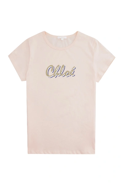 Shop Chloé Printed Cotton T-shirt In Pink