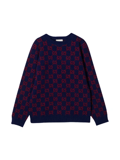 Shop Gucci Blue Sweater In Rosso
