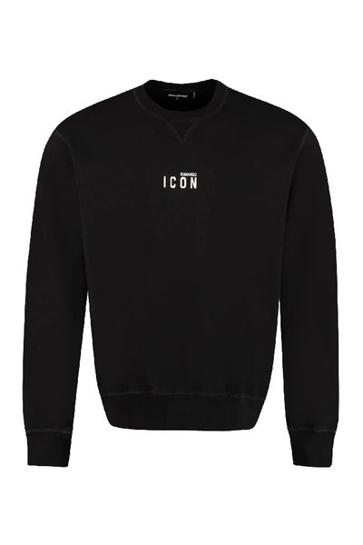 Shop Dsquared2 Icon Cotton Crew-neck Sweatshirt In Black