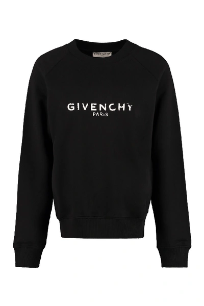 Shop Givenchy Crew-neck Cotton Sweatshirt In Black
