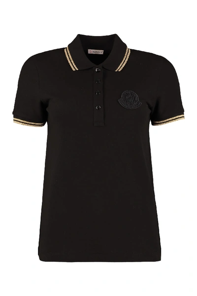 Shop Moncler Cotton-piqué Polo Shirt In Black