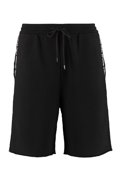 Shop Moncler Cotton Sweatshorts In Black