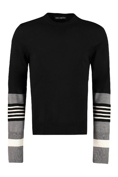 Shop Neil Barrett Long Sleeve Crew-neck Sweater In Black