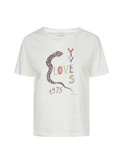 Shop Saint Laurent Short Sleeve T-shirt In Naturel Multicolore