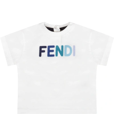 Shop Fendi White T-shirt With Logo For Baby Boy