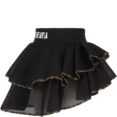 Shop Fendi Black Skirt With Logo For Girl