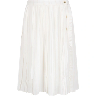 Shop Chloé White Skirt With Stripes For Girl In Ivory
