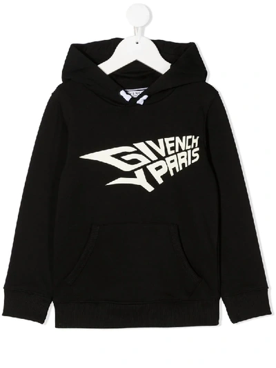 Shop Givenchy Graphic-print Long-sleeved Hoodie In Black