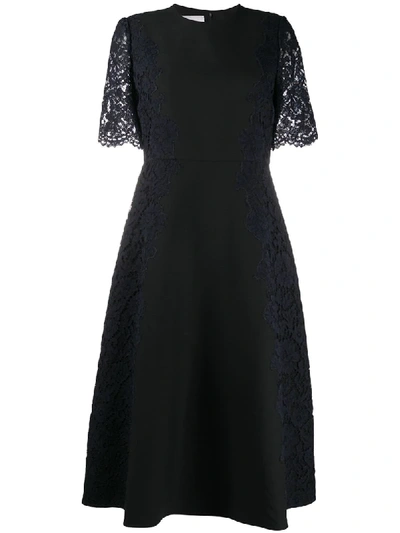 Shop Valentino Lace Sleeve Dress In Black