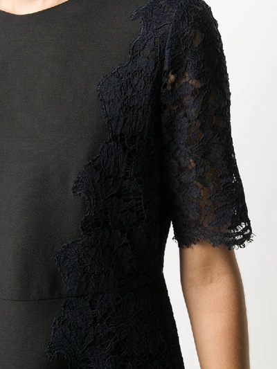 Shop Valentino Lace Sleeve Dress In Black