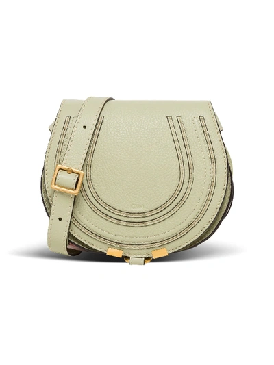 Shop Chloé Marcie Mini Shoulder Bag In Textured Leather In Green