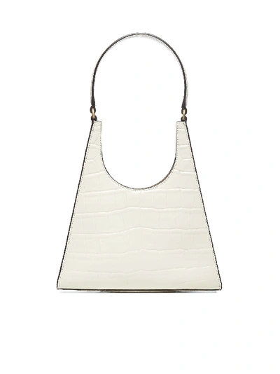 Shop Staud Rey Crocodile-effect Leather Bag In Cream Faux Croc