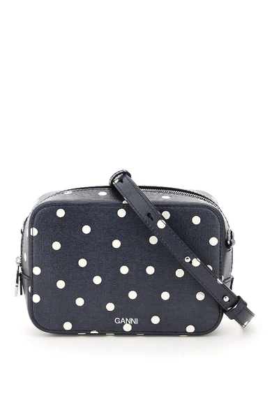 Shop Ganni Polka Dot Camera Bag In Sky Captain (blue)