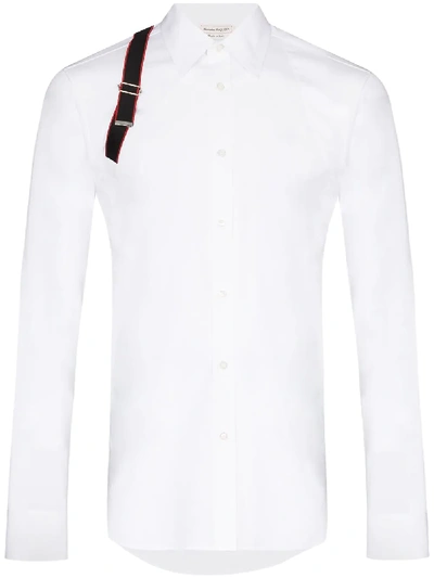 Shop Alexander Mcqueen Logo Shoulder Strap Shirt In White