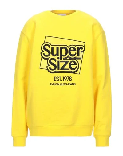 Shop Calvin Klein Jeans Est.1978 Sweatshirts In Yellow