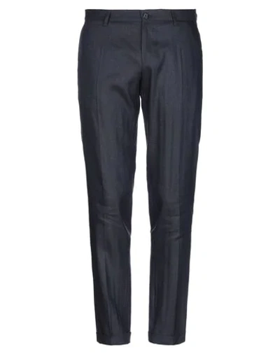 Shop Dolce & Gabbana Man Pants Midnight Blue Size 42 Linen, Silk