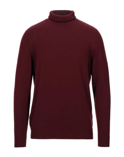 Shop Drumohr Man Turtleneck Burgundy Size 44 Merino Wool In Red