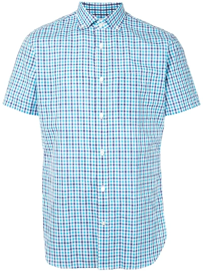 Shop Kent & Curwen Check Print Button-down Shirt In Blue