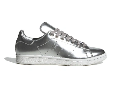 Pre-owned Adidas Originals Adidas Stan Smith Silver Metallic (women's) In Cloud White/cloud White/purple Tint