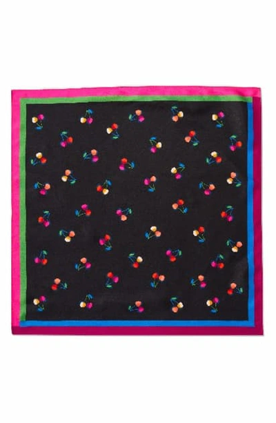 Shop Kate Spade Cherry Toss Silk Bandana In Black