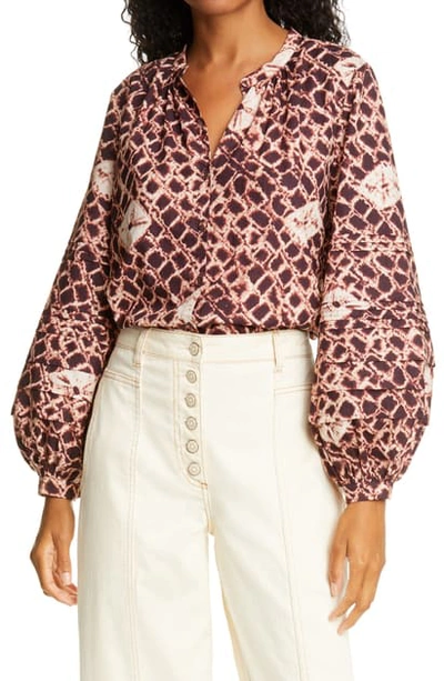 Shop Ulla Johnson Melati Blouson Sleeve Top In Henna