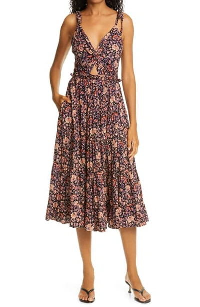 Shop Ulla Johnson Kali Floral Tiered Sundress In Midnight Floral