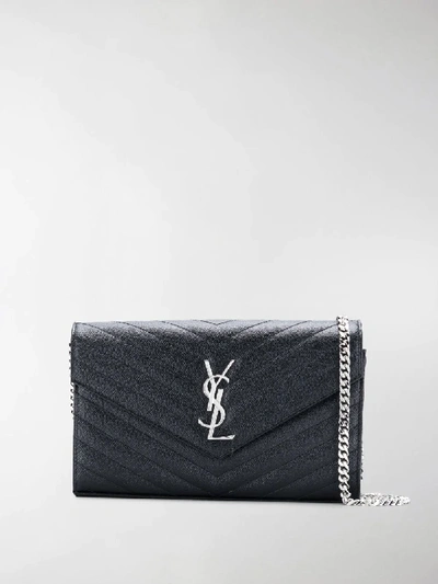 Shop Saint Laurent Monogram Wallet On Chain In Black