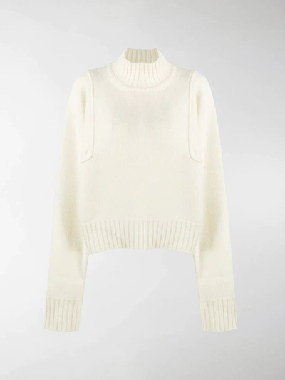 Shop Jil Sander Raised Seam Wool Jumper In Neutrals