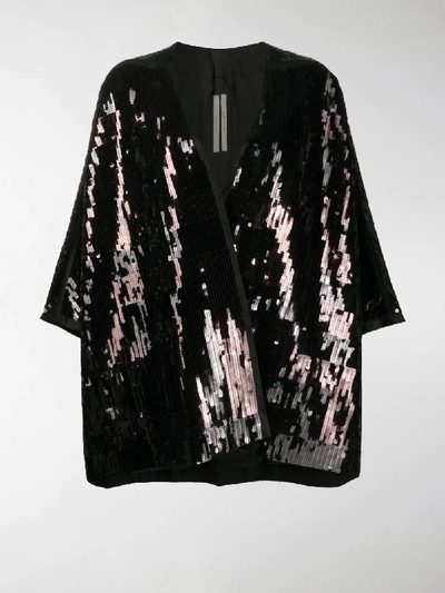 Shop Rick Owens Oversized Sequin Kimono In Black