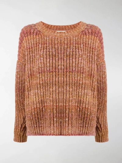 Shop Marine Serre Oversize Chunky Knit Jumper In Brown