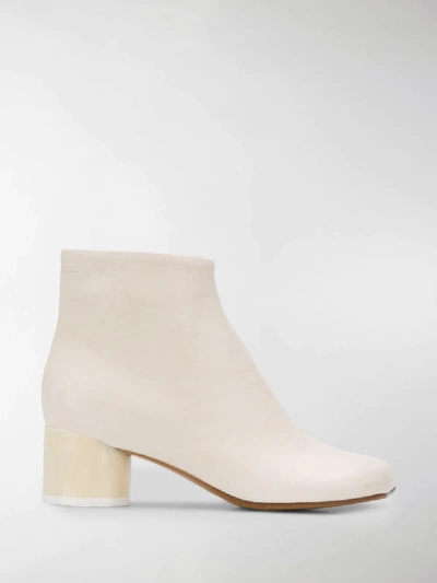 Shop Mm6 Maison Margiela 45mm Square-toe Ankle Boots In White