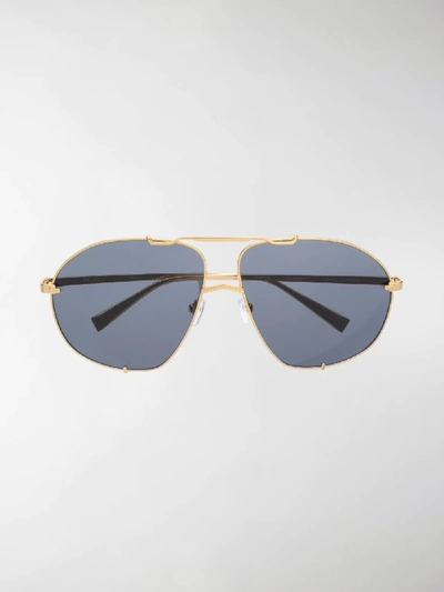 Shop Linda Farrow Oversized Aviator Sunglasses In Gold