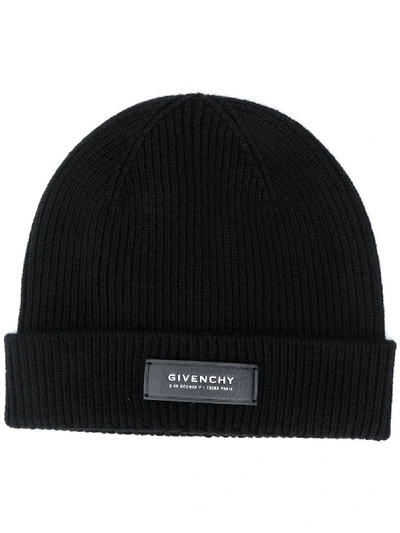 Shop Givenchy Logo Tag Beanie Hat In Black