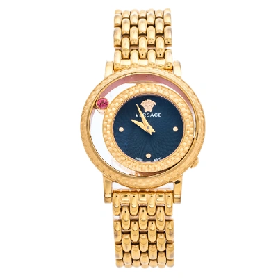 Pre-owned Versace Black Rose Gold Plated Stainless Steel Venus Vda040014 Women's Wristwatch 33 Mm