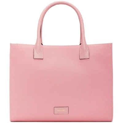 Shop Versace Pink Cabas Gv Signature Tote Bag In D63ft Pk/re