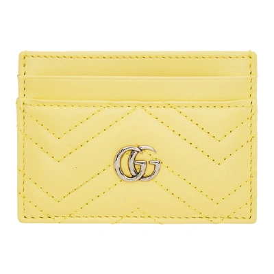 Shop Gucci Yellow Gg Marmont Card Holder In 7412 Banana