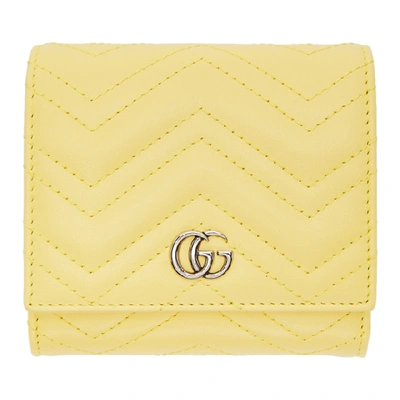 Shop Gucci Yellow Medium Gg Marmont Wallet In 7412 Banana