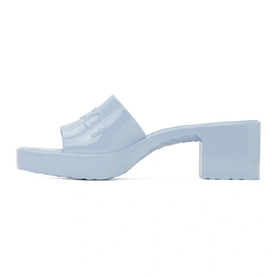 Shop Gucci Blue Rubber Slide Heeled Sandals In 4928 Blue