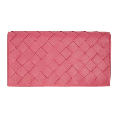 Shop Bottega Veneta Pink Intrecciato Continental Wallet In 5632 Pink/p