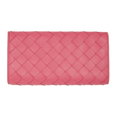 Shop Bottega Veneta Pink Intrecciato Continental Wallet In 5632 Pink/p