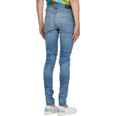Shop Amiri Blue Stack Jeans In Rosebowl