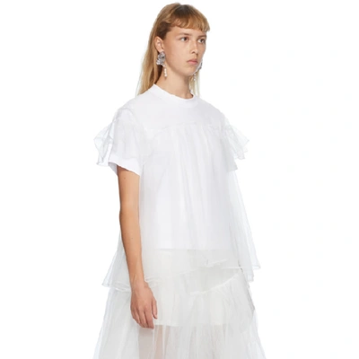 SHUSHU/TONG SSENSE 独家发售白色薄纱罩层 T 恤